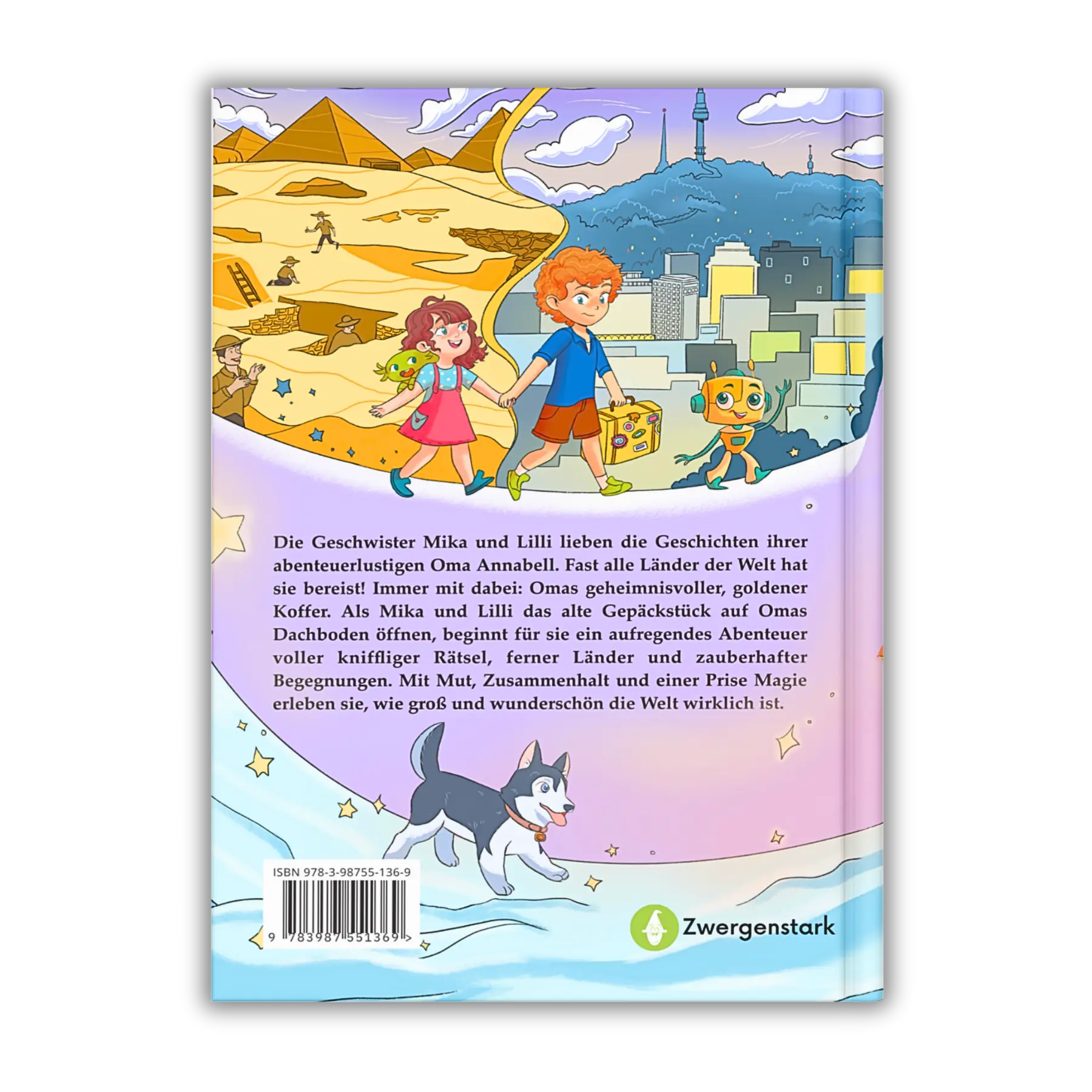 Backcover vom Kinderbuch "Der magische Reisekoffer", ein Vorlesebuch für Kinder ab 6 Jahren