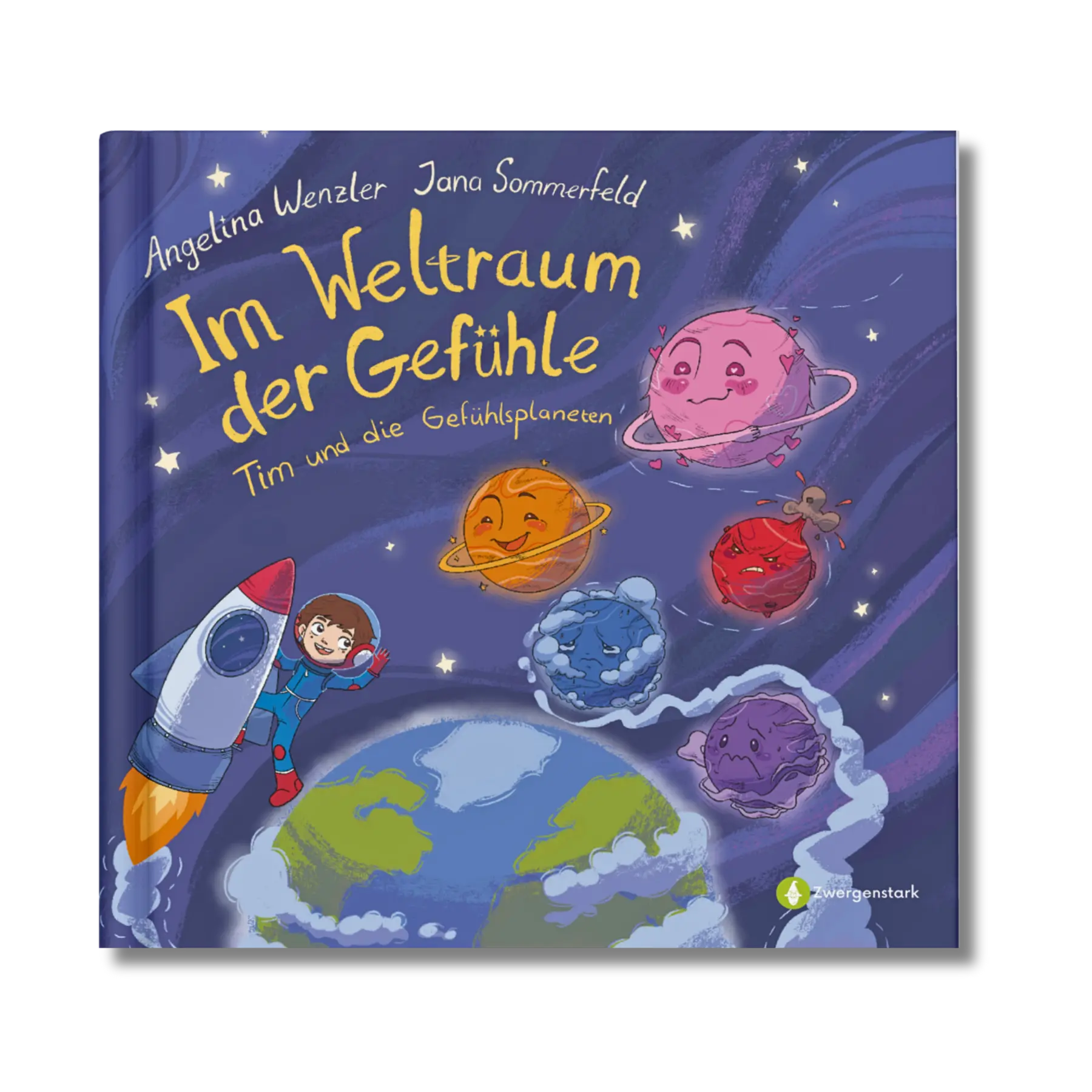 Frontcover vom Kinderbuch "Im Weltraum der Gefühle – Tim und die Gefühlsplaneten", ein Bilderbuch für Kinder ab 3 Jahren
